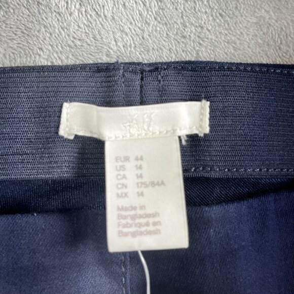H&M Skinny Pants Womens 14 Navy Blue Super Stretch Ankle Slit High Elasticity - Picture 4 of 16